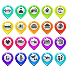 Map marker with icons-set six vector image