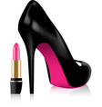 Vector high heel shoe and a lipstick vector image