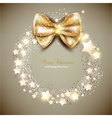 Elegant Christmas wreath with stars and bow vector image