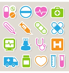 Medical sticker icons set eps 10 vector image