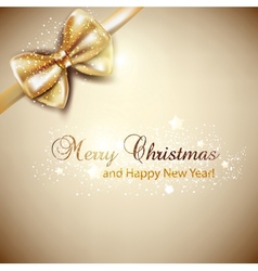 Elegant Christmas background with golden bow vector image