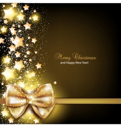 Elegant Christmas background with golden bow vector image