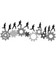 Business man runs on gears vector image