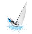 A Small Sail Boat Blasting Through A Wave vector image