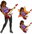 Rock star guitarist Indonesian girl cartoon style Rock star guitarist Indonesian girl cartoon style vector image