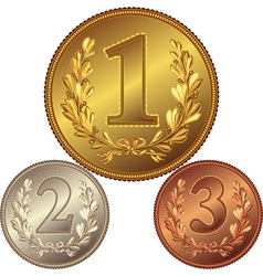 Gold silver and bronze medal vector image