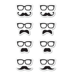 Geek glasses and moustache or mustache labe vector image