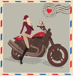Fashion girl with motorbike Fashion girl with motorbike vector image
