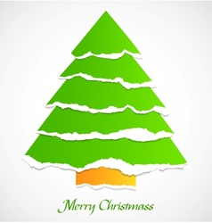 Torn paper green christmas tree vector image