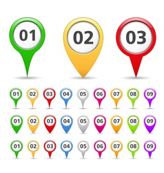 Map markers with numbers vector image