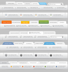 Web site design menu elements with icons set vector image