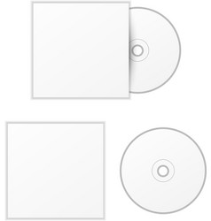 Blank white compact disk with cover mock up Blank white compact disk with cover mock up vector image
