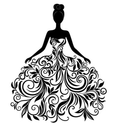 Silhouette of young woman in dress vector image