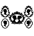 Family portrait silhouettes in picture frames vector image