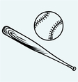 Baseball and baseball bat vector image