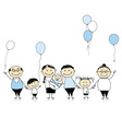 Happy birthday big family children newborn baby vector image