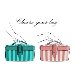 Hand drawn female bag with wide stripes icon vector image