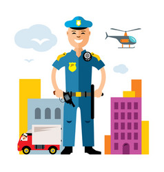 City police law enforcement flat style vector image