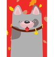 A mongrel in the collar under the autumn leaf fall vector image