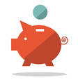 Flat Design Pig Bank with Coin vector image