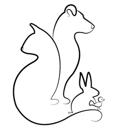 Cat dog rabbit and bird silhouettes logo vector image