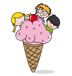 Children eating ice cream vector image