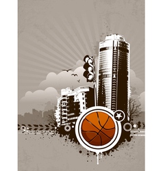 Grunge urban basketball background vector image
