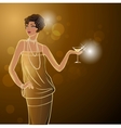 Retro party invitation design with girl vector image