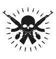 Skull 2 grenades 2 crossed assault rifles emblem Skull 2 grenades 2 crossed assault rifles emblem vector image