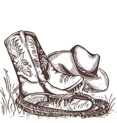 American cowboy boots and west hat American cowboy boots and west hat vector image