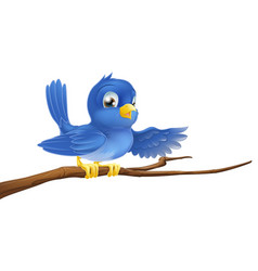 Bluebird sitting on branch pointing vector image