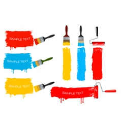 Paint brush and paint roller and paint banners vector image