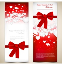 Beautiful greeting cards with white paper hearts vector image