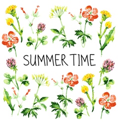 Watercolor floral greeting card vector image