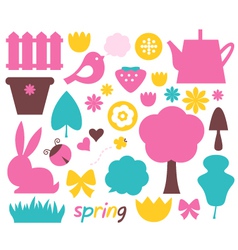 Cute spring and easter colorful design elements vector image