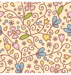 Flowers and leaves seamless pattern background vector image