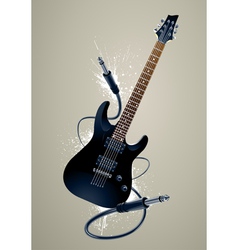 Black guitar with cables vector image
