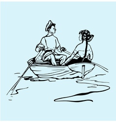 Boy and girl in the boat vector image