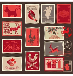 Christmas Postage Stamps vector image