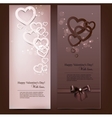 Greeting cards with hand made paper hearts and vector image