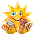 Funny sun with delicious ice creams vector image