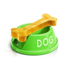 Bowl with bone for dog vector image