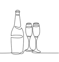 Champagne bottle and two glasses isolated Champagne bottle and two glasses isolated vector image