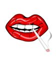 Cigarette in mouth vector image