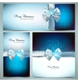Elegant Christmas greeting cards with blue bows vector image