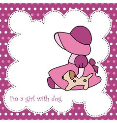 Baby girl arrival announcement card vector image