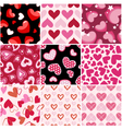 Seamless heart fabric pattern set vector image