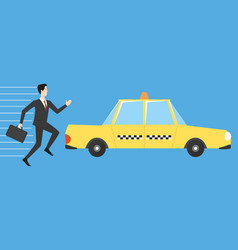 Businessman running for taxi vector image
