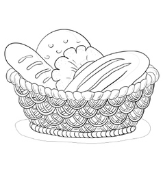 Bread in a basket contour vector image