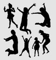 Happy and healthy kids silhouette vector image